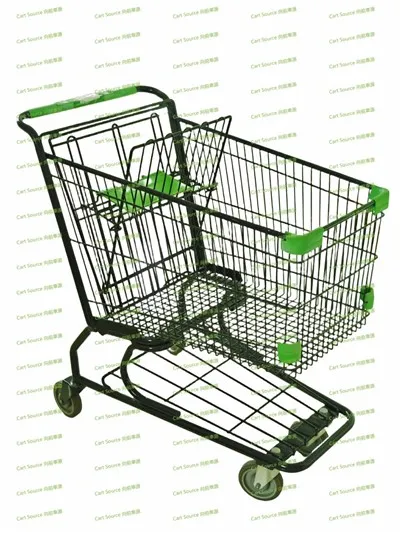 Cart siopa tiwb crwn 150L gyda rhwyll storio gwaelod